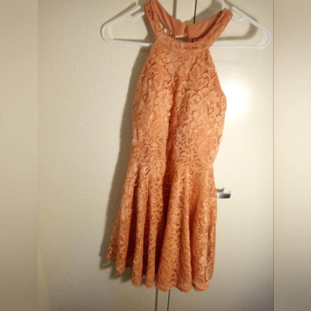 Streetwear Society Pink Flare Lace Back-up Zip Stylish Dress